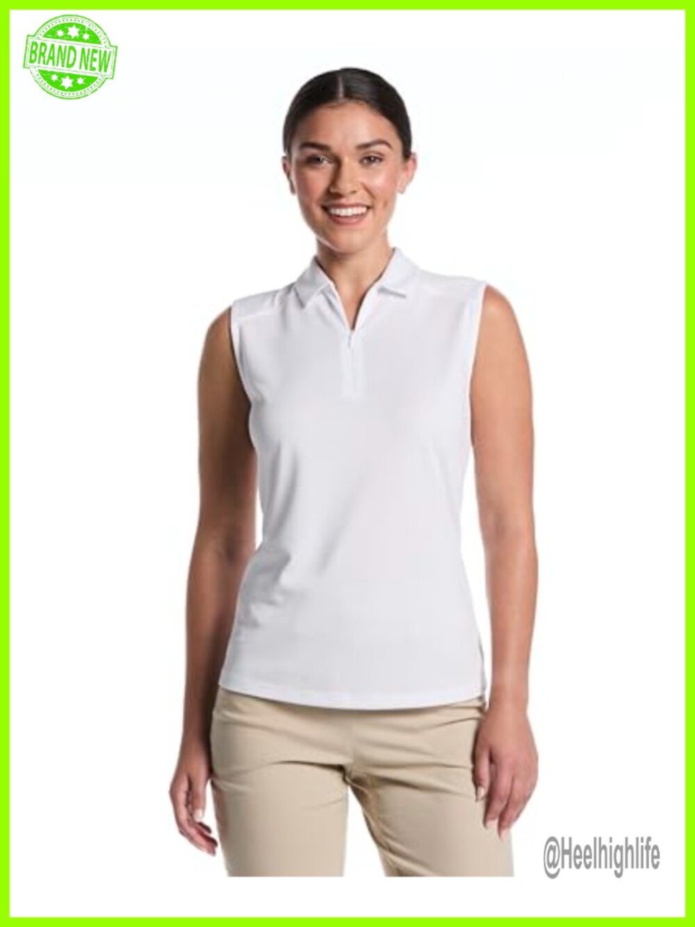 PGA Tour Women's Airflux Sleeveless Quarter Zip Golf Polo Shirt,